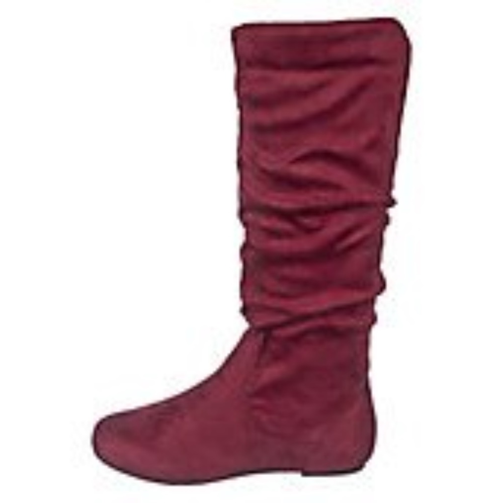 Women's red suede pocket boot flat